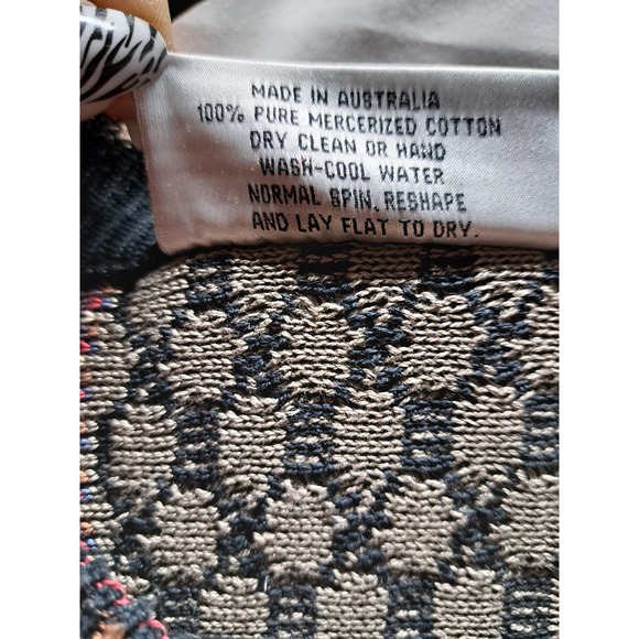 VTG Carlo Alberto Australia Way to cool Blue, Brown GrayPattern Knit Sweater Lg - Picture 5 of 5